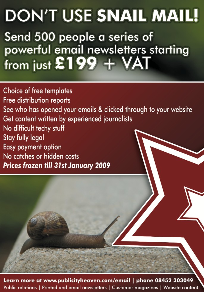 Don't use Snail Mail marketing promo